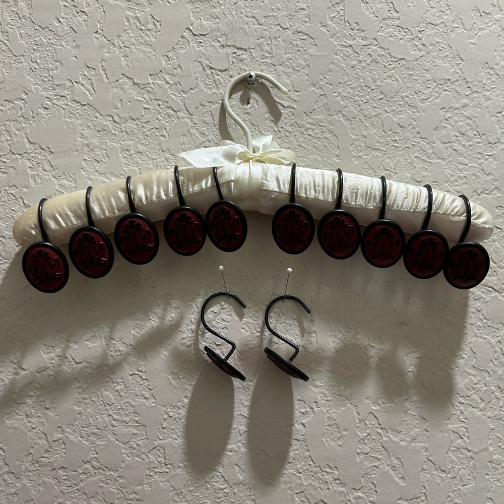 Joocar Red  Shower Curtain Hooks Set of 12 — Red And Black